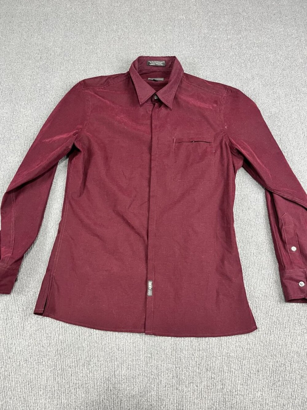 DKNY Womens Burgundy Button-Up Long Sleeve Shirt Size Medium